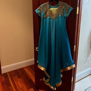 Elegant Teal Salwar Kameez/Kurta with Gold Accents